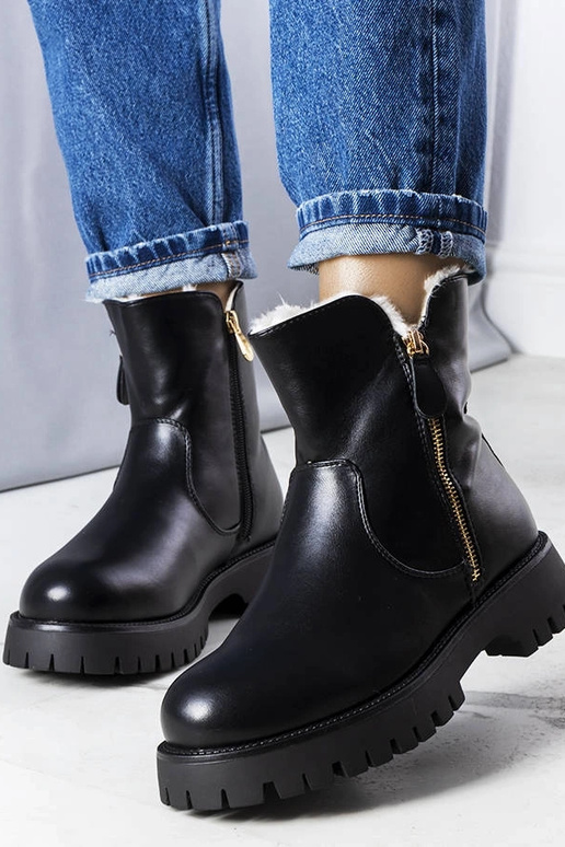 Black patent leather strada boots