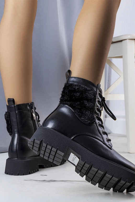 Black patent leather strada boots