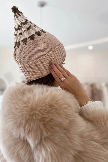 Women's maroon beanie with pompom Maysan 2