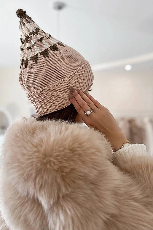 Women's maroon beanie with pompom Maysan