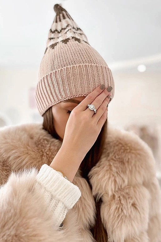 Women's maroon beanie with pompom Maysan