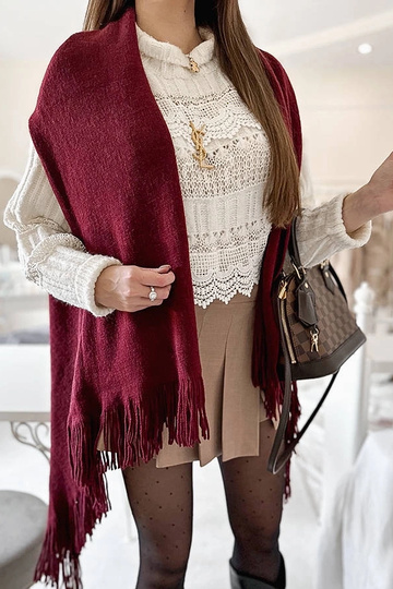 Bordowa narzutka z...