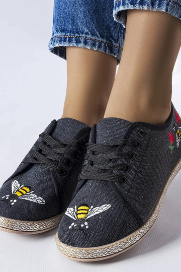 Czarne brokatowe espadryle... 2