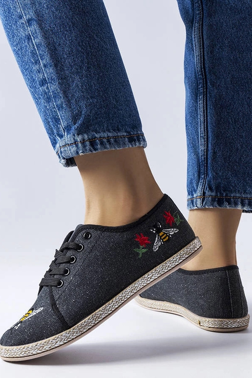 Czarne brokatowe espadryle Malia