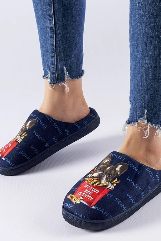 Black slippers with fur insulated Valle