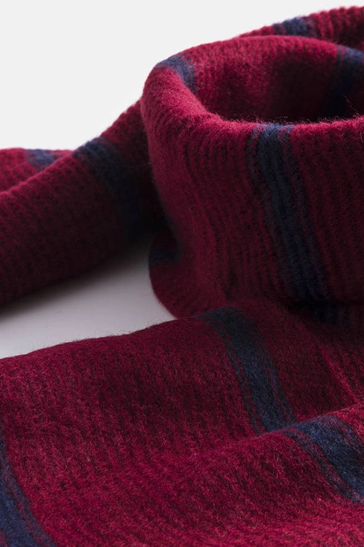 Bordowy szal w granatowe paski Kari