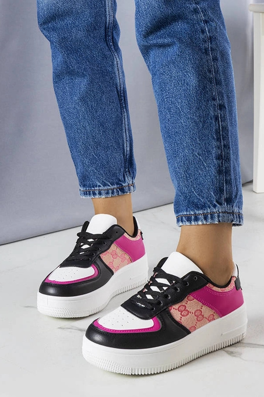 Różowo-czarne sneakersy damskie Luzia