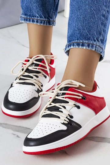 Czarno-czerwone retro sneakersy Shari 2