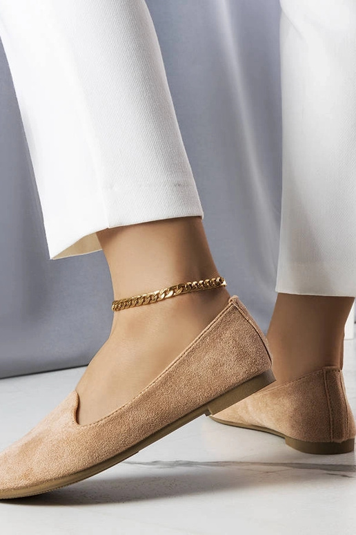 Beżowe balerinki eko-zamszu Marion