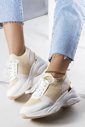 Beżowe sneakersy na koturnie Ann 2
