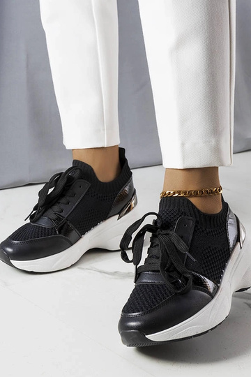 Czarne sneakersy na koturnie Ann 2