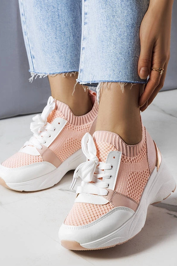 Różowe sneakersy na koturnie Ann