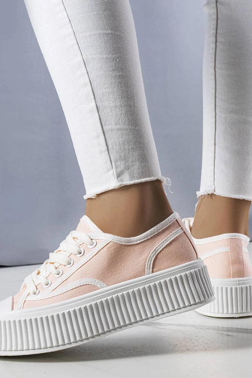 Jasnoróżowe trampki na platformie...