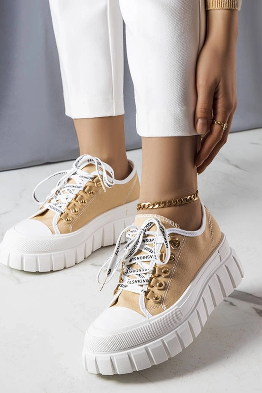 Beżowe trampki na platformie Toni Beżowe trampki na platformie Toni