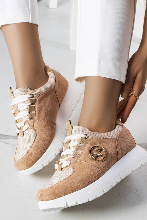 Beżowe sneakersy na platformie Kristine