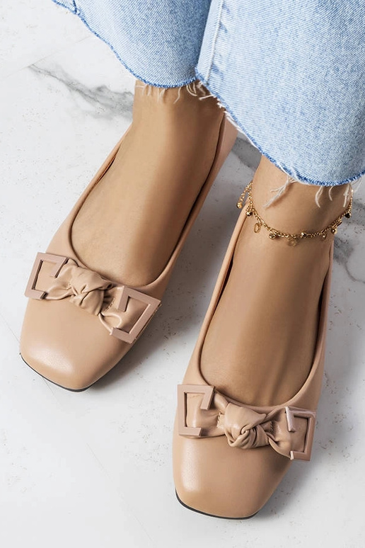 Beżowe balerinki z kokardką Tabitha