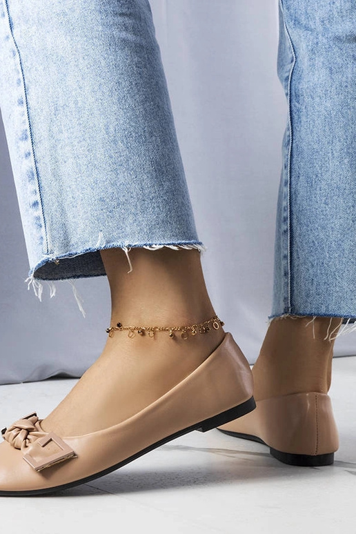 Beżowe balerinki z kokardką Tabitha