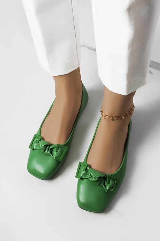 Zielone balerinki z kokardką Tabitha