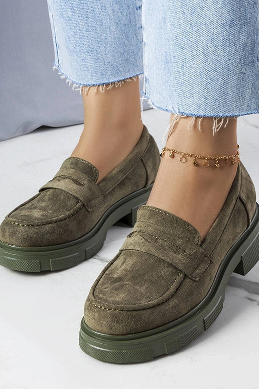 Zielone półbuty eko-zamsz Alacoque