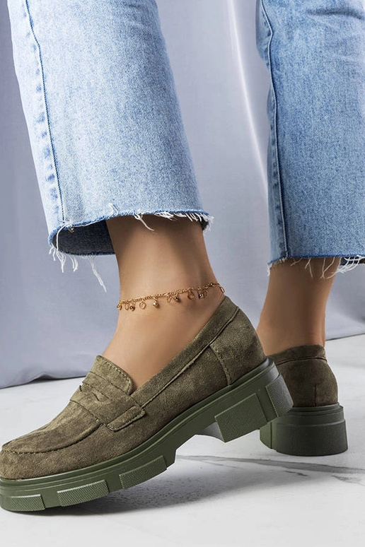 Zielone półbuty eko-zamsz Alacoque