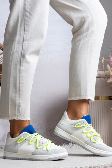 Szare sneakersy damskie trampki z neonowymi sznurówkami Arcobaleno