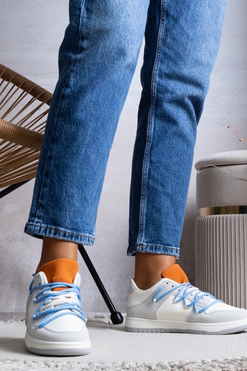 Szare sneakersy damskie trampki niebieskie sznurówki Arcobaleno 2