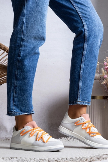 Szare sneakersy damskie trampki sznurowane Arcobaleno