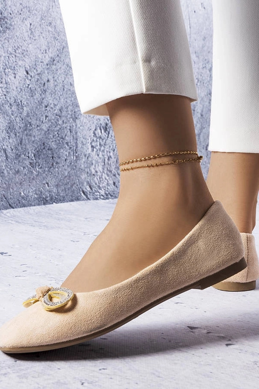 Beżowe balerinki z kokardką Gaillou