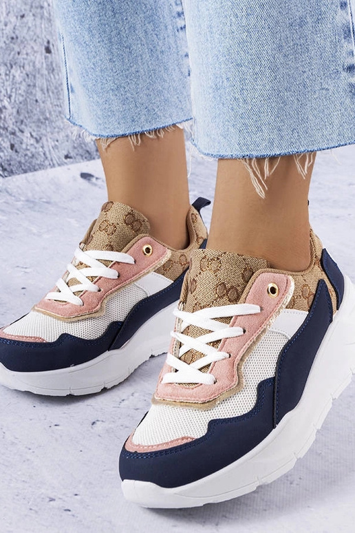 Granatowe sneakersy ze złotym...