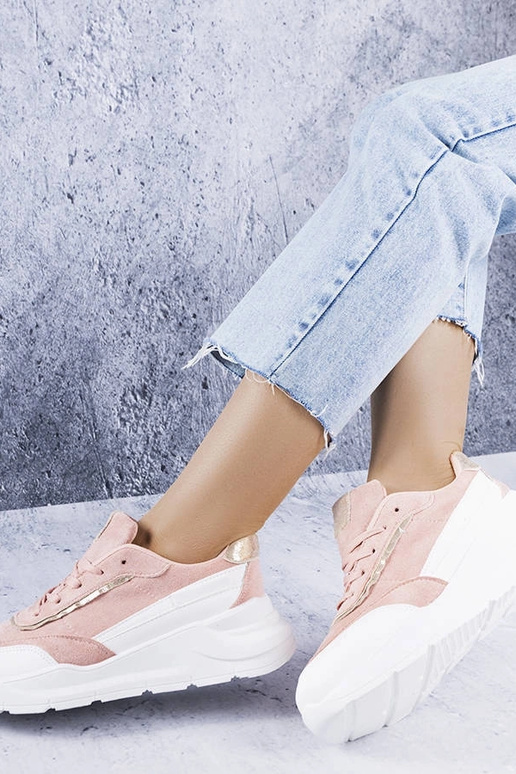 Różowe sneakersy z eko-zamszu Dupuis