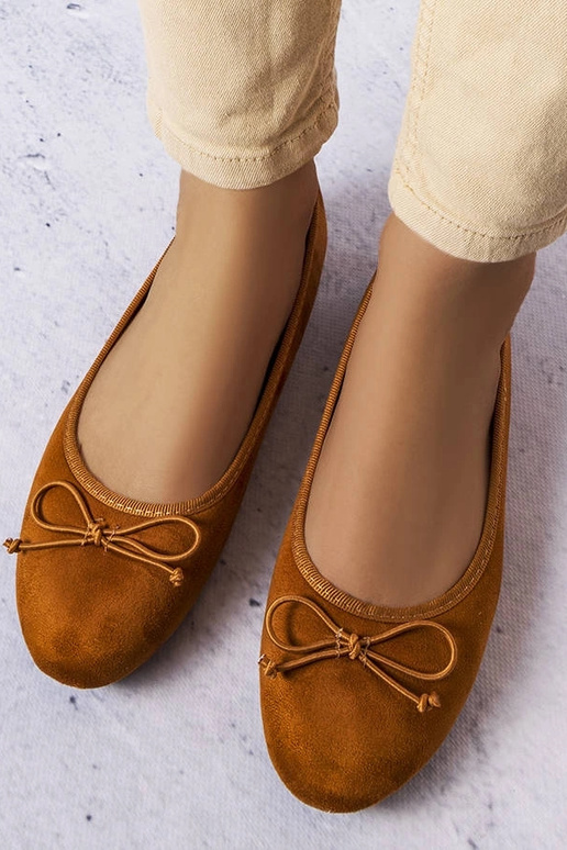 Brązowe balerinki z kokardką Chandonnet