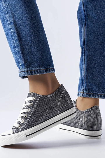 Czarne brokatowe trampki na...