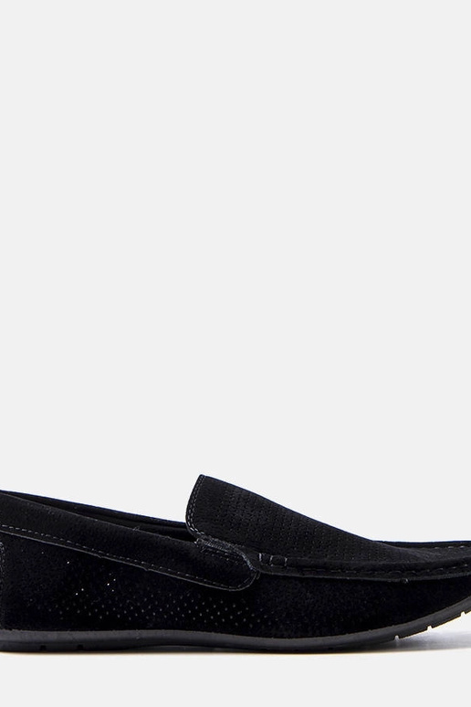 Czarne męskie mokasyny z perforacja...