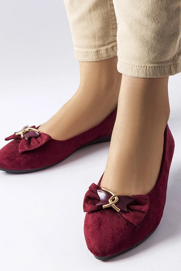 Bordowe balerinki ze...