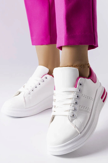 Białe sneakersy z różowym... 2
