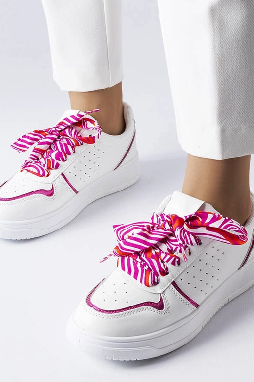 Białe sneakersy wiązane wstążką Pryor