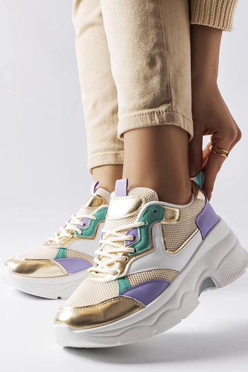 Biało-złote sneakersy damskie Séguin