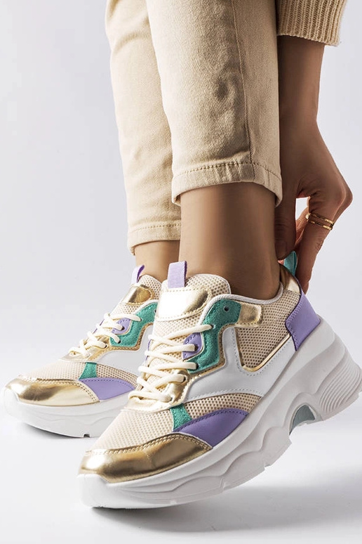 Biało-złote sneakersy damskie Séguin