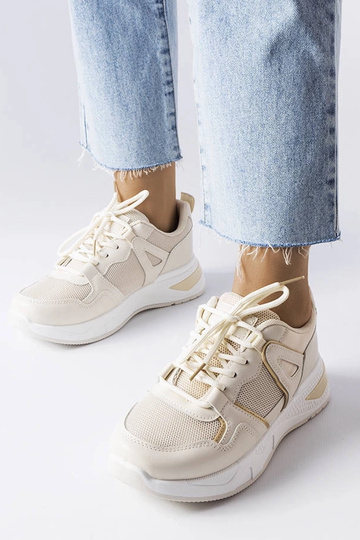 Beżowe sneakersy z łączonych materiałów Caya