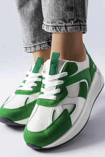 Zielone sneakersy z łączonych materiałów Riel