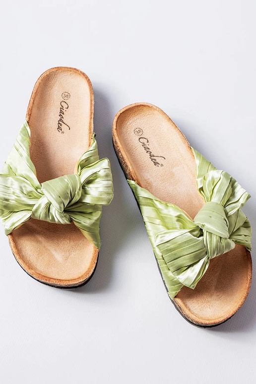 Zielone klapki z kokardą Duplanty