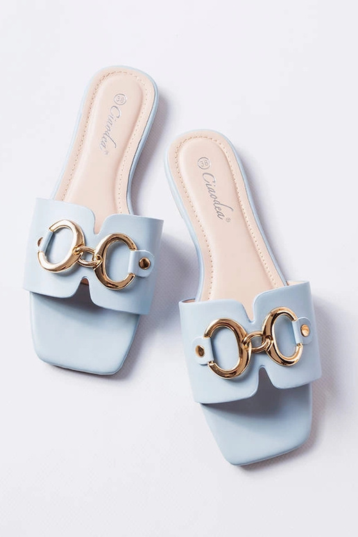 Niebieskie eleganckie klapki z...