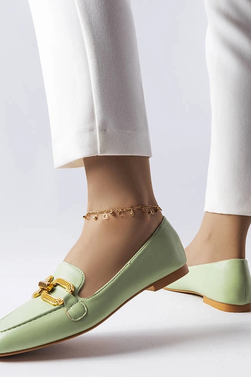 Zielone mokasyny z klamerką Rousseau