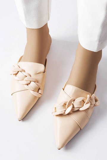 Beżowe eleganckie klapki z...