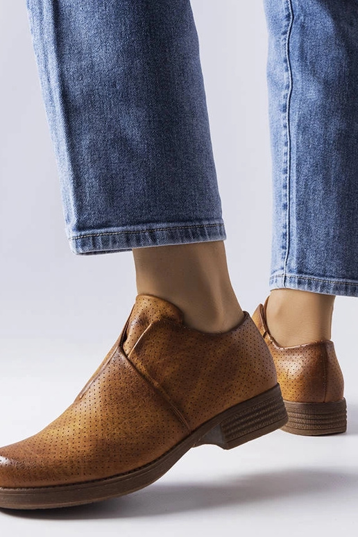 Brązowe wsuwane ażurowe półbuty Seymour