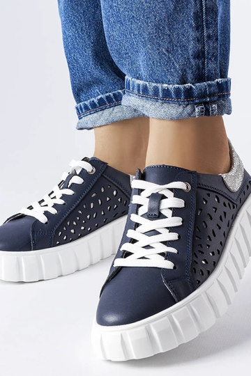 Granatowe sneakersy ze...