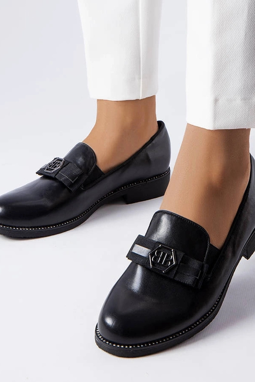 Czarne ozdobne mokasyny Tanguy