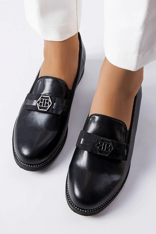 Czarne ozdobne mokasyny Tanguy