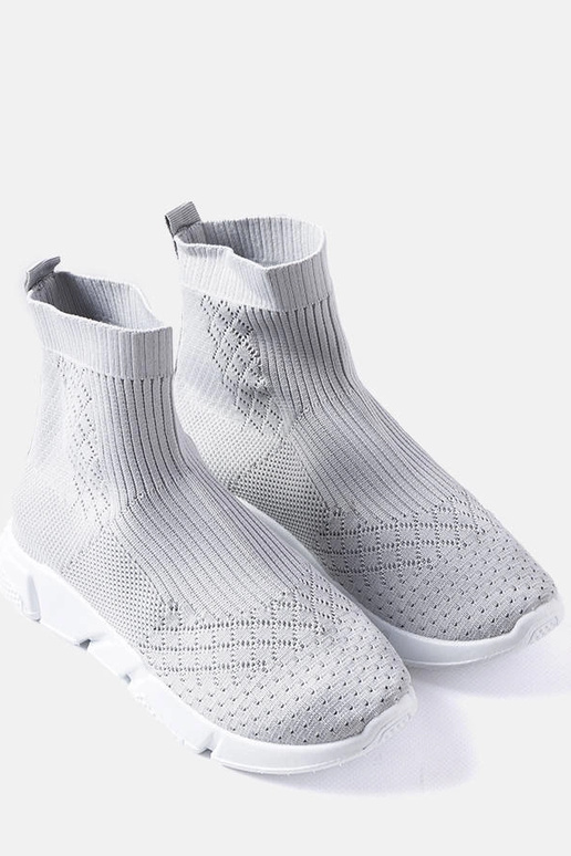 Szare sneakersy ze skarpetkową...