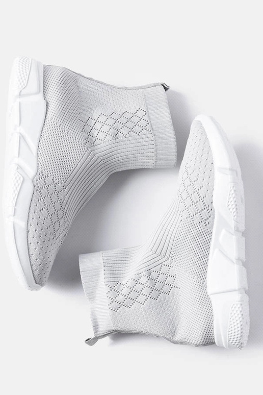 Szare sneakersy ze skarpetkową...